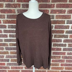 Women’s Seven7 Chocolate Brown Thermal High Low Long Sleeve Top Size XXL